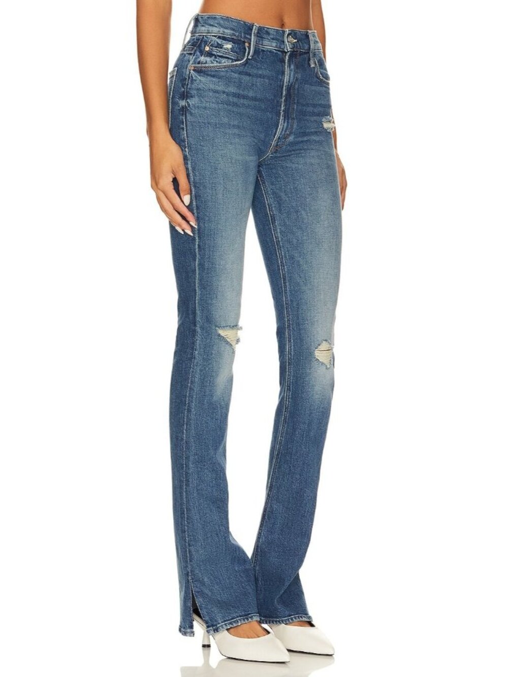 NWT Mother High Waisted Runaway Slice Heel in Morning Chores Flare Jeans 30